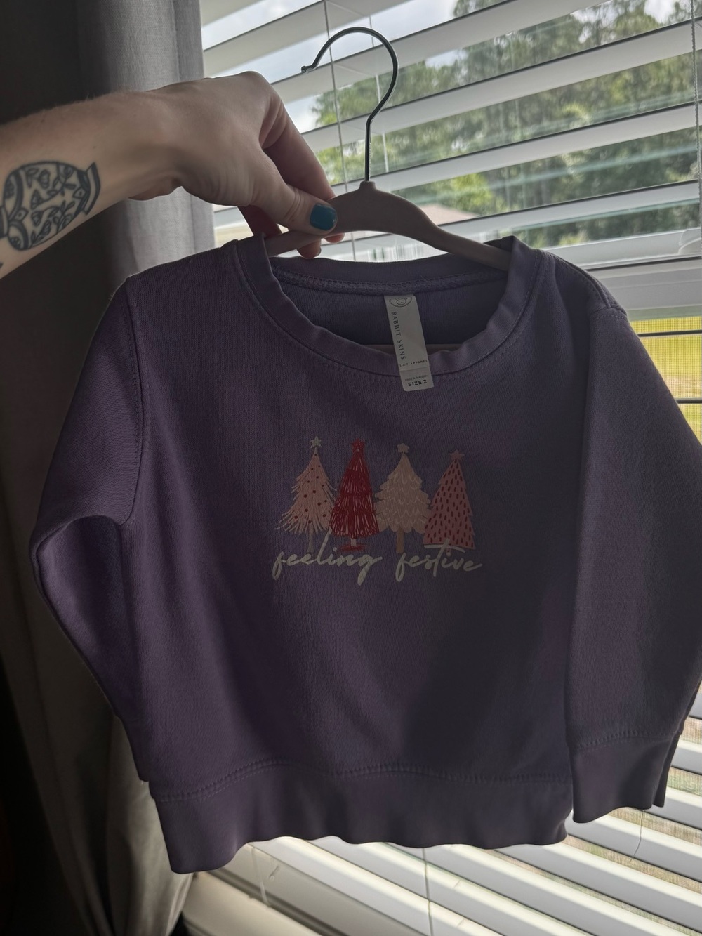 Rabbit Skins Lavender Kids Holiday Tree Pullover